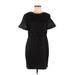 White House Black Market Casual Dress - Sheath Crew Neck Short sleeves: Black Solid Dresses - Women's Size Medium