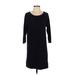 J.Crew Casual Dress - Shift Scoop Neck 3/4 sleeves: Black Print Dresses - Women's Size Small