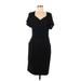 BCBGMAXAZRIA Casual Dress - Sheath V-Neck Short sleeves: Black Print Dresses - Women's Size Medium
