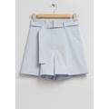 Belted Cotton Chino Shorts - Blue