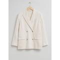 Relaxed Double-Breasted Linen Blazer - White