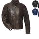 Black Notus Leather Motorcycle Jacket - Blue - UK 46" | EU 56 | US 46" | XXL, Blue