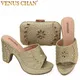 Venus Chan-Ensemble de chaussures et sacs à talons hauts pour femmes mules brodées motif de