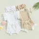 Ensemble de 3 pièces pour bébés filles tenue d'été à fleurs manches creuses à volants body