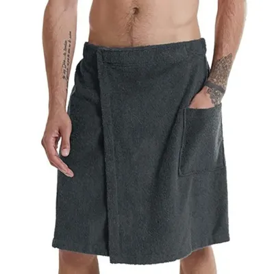 Ensemble de serviettes de bain avec poche à bande magique pour hommes design portable salle de