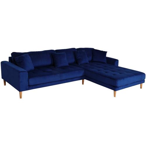 Ecksofa HHG 015, Couch Sofa 3-Sitzer L-Form Liegefläche links/rechts 295cm Samt blau – blue