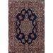 Navy Blue Floral Kerman Large Vintage Persian Rug Handmade Wool Carpet - 10'0" x 13'10"