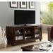 Transitional Style 58" TV Stand with 2 Glass Doors & 2 Media Compartments, TV Cabinet for Lounge Room, Living Room & Bedroom