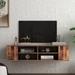 Wall Mounted Media TV Console with 2-Tiers Storage Spaces,Floating TV Stand for Living Room with Height Adjustable