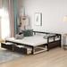 Twin to King Extendable Daybed with 2 Drawers, Wood Roll Out Sofa Bed