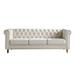 84.65" Chesterfield Velvet Upholstered 3-Seater Sofa with Buttoned Tufted Backrest and Golden Metal Legs