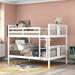 Full Over Full Bunk Bed w/Ladder for Kids, Bedroom, Guest Room Furniture,Solid Wooden Bedframe w/Full-Length Guardrail, White