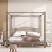 Brown Wash King Size Canopy Platform Bed with Headboard