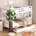 Twin-Over-Twin Size Bunk Bed with Tree Decor Guardrail & Drawers