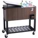 VEVOR Rolling Ice Chest Cooler Cart 80 Quart Beverage Bar Stand Up Cooler with Wheels & Bottle Opener FDA Listed