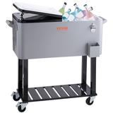 VEVOR Rolling Ice Chest Cooler Cart 80 Quart Beverage Bar Stand Up Cooler with Wheels & Bottle Opener FDA Listed