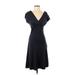 Diane von Furstenberg Exclusively for Neiman Marcus Casual Dress - Wrap: Blue Solid Dresses - Women's Size 4