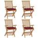 Irfora Patio Chairs with Red Cushions 4 pcs Solid Teak Wood