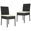 moobody 2 Piece Garden Chairs with Cushion Black Poly Rattan Dining Chair Steel Frame Outdoor Side Chair Patio Balcony Backyard Outdoor Indoor Furniture 22.4 x 17.3 x 34.6 Inches (W x D x H)