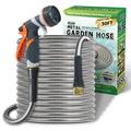 Lightweight Stainless Steel Garden Hose 50Ft ? Kinkless Flexible Metal Garden Hose - Thorn Proof Steel Metal Water Hose with Solid Fittings for Garden Outdoor Use (50ft)