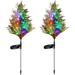 Viworld 2Pcs Solar Garden Christmas Tree Stake Lights 16 LED Outdoor Waterproof Pathway Lights for Patio Yard Deck Walkway Xmas Decor Gifts