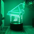 YSTIAN 3D Piano Night Light Lamp Illusion 7 Color Changing Touch Switch Table Desk Decoration Lamps Acrylic Flat ABS Base USB Cable Birthday Gift Toys