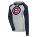 Women's Antigua Heather Gray/Navy Chicago Cubs Victory Raglan Sleeve Pullover Hoodie