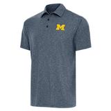 Men's Antigua Heather Navy Michigan Wolverines Par 3 Polo