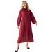 Plus Size Women's Pleated Midi Dress With Neck Tie by ellos in Burgundy (Size 18/20)