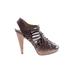 Jessica Simpson Heels: Brown Solid Shoes - Women's Size 6 1/2 - Open Toe
