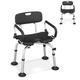 Multigot Shower Chair, Height Adjustable U-Shaped Bath Stool with Anti-Slip Helical Pads, Shower Buckle, Removable Back and Armrests, Aluminium Bathroom Seat for Elderly Disabled Seniors (Black)