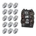 Ram Rugby Match Ball Bundle - 15 x Raider Match Ball + Breathable Bag (Black, 4)