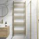 DuraTherm Heated Towel Rail Brushed Brass Bathroom Ladder Radiator Straight 1600 x 600mm Central Heating Towel Radiator Flat Towel Warmer