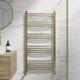 DuraTherm Heated Towel Rail Brushed Brass Bathroom Ladder Radiator Curved 1200 x 600mm Central Heating Towel Radiator Towel Warmer