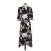 Lobo Rosa Casual Dress - Wrap V-Neck Short sleeves: Black Floral Dresses - Women's Size Small