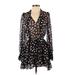 Marc Jacobs Casual Dress - Mini Plunge Long sleeves: Black Polka Dots Dresses - Women's Size 00