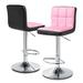 Latitude Run® PU Leather Bar Stools Adjustable Height w/ Medium Back Upholstered//Faux leather in Pink/Gray/Black | 16.5 W x 15 D in | Wayfair