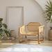 Bayou Breeze Satai Patio Lounge Armchair 100% Handmade Rattan Chair Accent Chair Wicker/Rattan in Brown | 34.6 H x 31.9 W x 26.4 D in | Wayfair