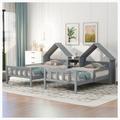 Harper Orchard Osier Double Twin Size Platform Bed w/ House-shaped Headboard & a Built-in Nightstand in Gray | 48 H x 77.8 W x 99.4 D in | Wayfair