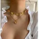 Colliers gothiques en or pour femmes bijoux à la mode multicouches pendentif papillon chaîne
