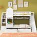 Twin Castle Style Bunk Bed with 2 Drawers, 3 Shelves and Slide, White