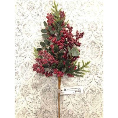Club Pack of 12 Red and Green Frosted Berry with Pine Christmas Sprays 23