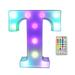 KAOU Colourful LED Letter Lights with Remote 4 Flashing Modes Adjustable Easy to Hang Party Bar Decorations Light Style T One Size