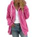 Oieyuz Fall Winter Plush Hoodies for Women Soft Zip Up Drawstring Outwear Plus Size Comfy Warm Hooded Coat