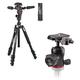 Manfrotto Befree 3-Way Live Advanced Travel VideoTripod Kit, Aluminium with Fluid Head for Camcorders and Compact Photo Fluid Ball Head 494 for Cameras, Photography Accessories for Content Creation