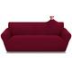 Aisprts Sofa Cover 4 Seater High Stretch Sofa Slipcovers Couch Cover 1-Piece Universal Sofa Protector Living Room Jacquard Armchair Covers Washable Settee Covers, Wine Red, 4 Seater