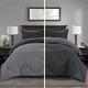 TOPLUXE Double Duvet Set, Lightweight Duvet with 2 Pillow Shams 50x75cm, 300GSM Microfiber Quilt for All Seasons (200x200cm, Grey & Light Grey)