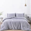 MISERRO Gray Duvet Cover King Size - Silky Soft for Hair and Skin Duvet Cover Set 3 Pieces with Zipper Closure, 1 Duvet Cover and 2 Pillow Shams