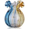 Hand Blown Glass Vase, Blue Large Clear Vase, Modern Art Vase, Living Room Decoration, Vase for Living Room, Kitchen, Wedding and Office, Center Table for Displaying Flowers (D-ZG)