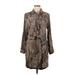 Japna Casual Dress - Shirtdress Collared Long sleeves: Brown Dresses - Women's Size Medium